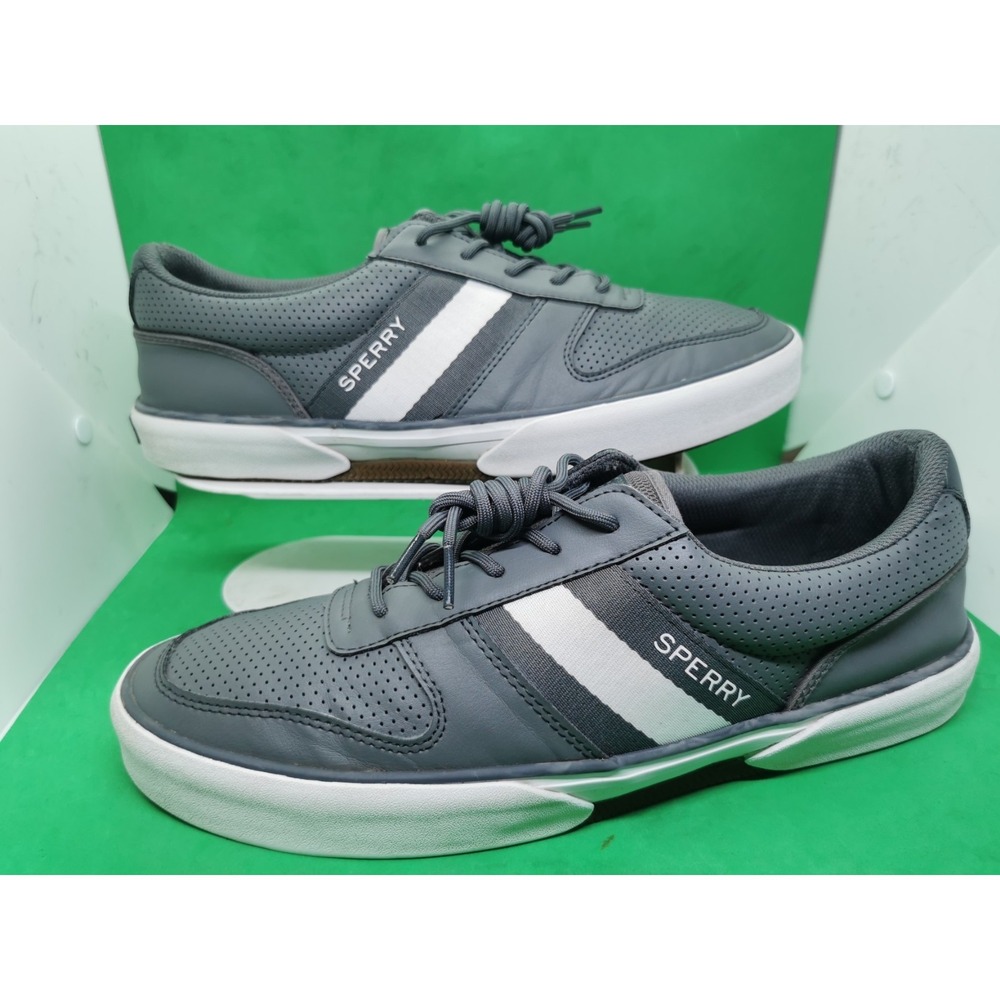 Mens Size 12 Sperry Halyard Retro Shoes Lace Up Core Black Sneakers Casual